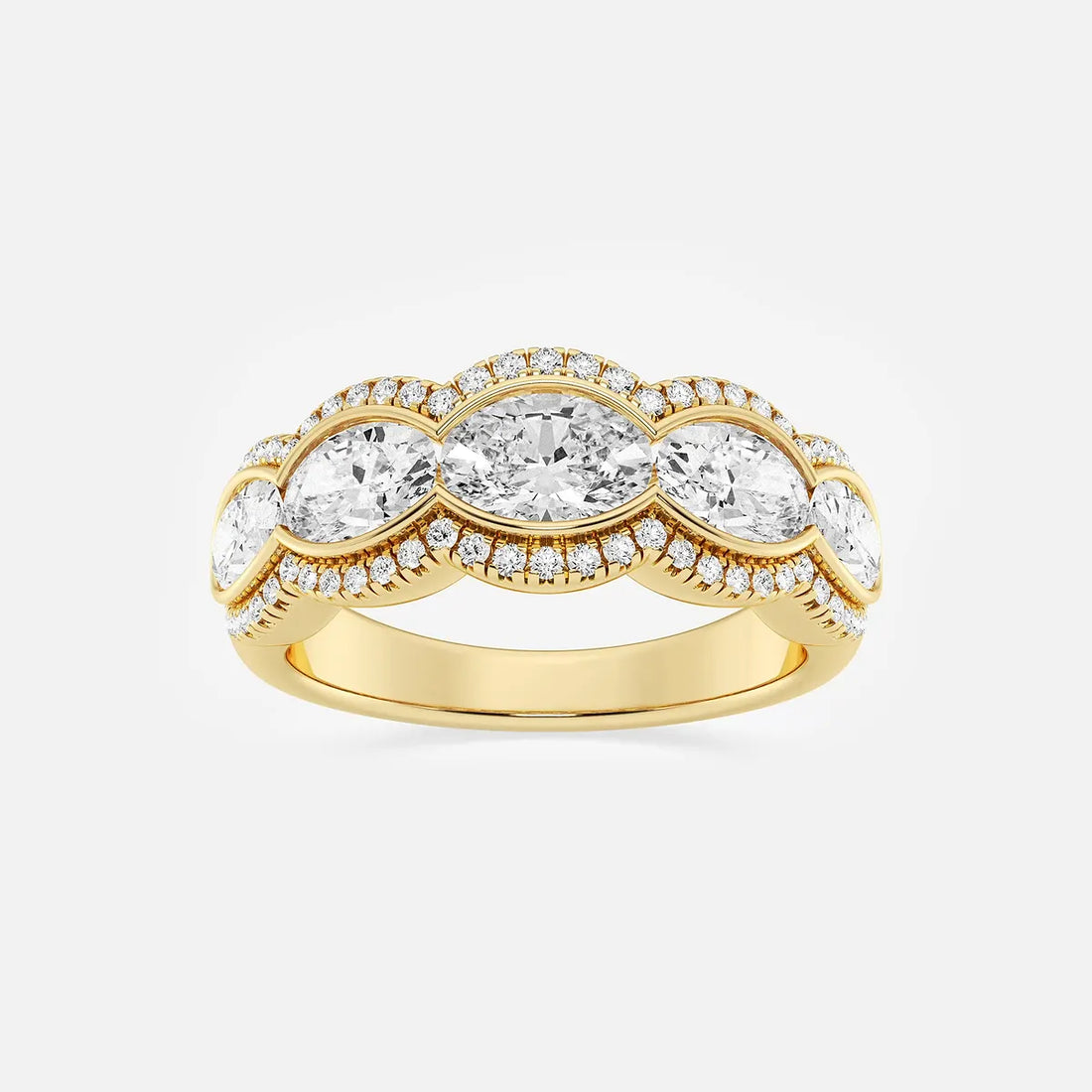 Roséa Oval Lab-Grown Diamond Five-Stone Halo Band