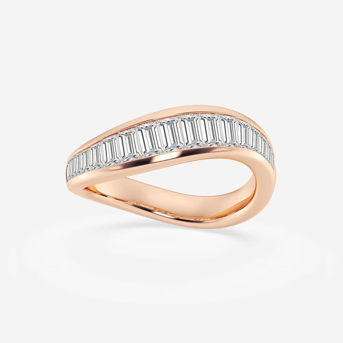 Curvella Baguette Lab-Grown Diamond Curved Stackable Ring