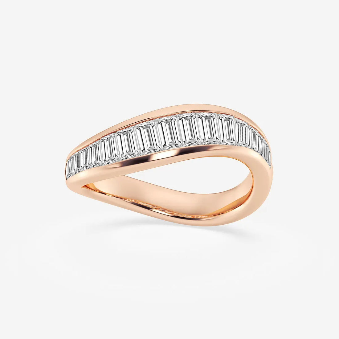 Arcélia Baguette Lab-Grown Diamond Curved Stackable Ring