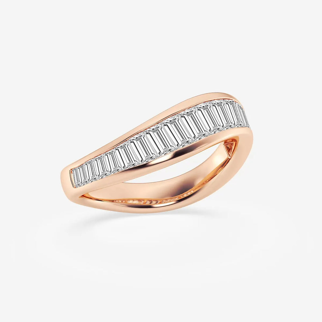 Arcélia Baguette Lab-Grown Diamond Curved Stackable Ring