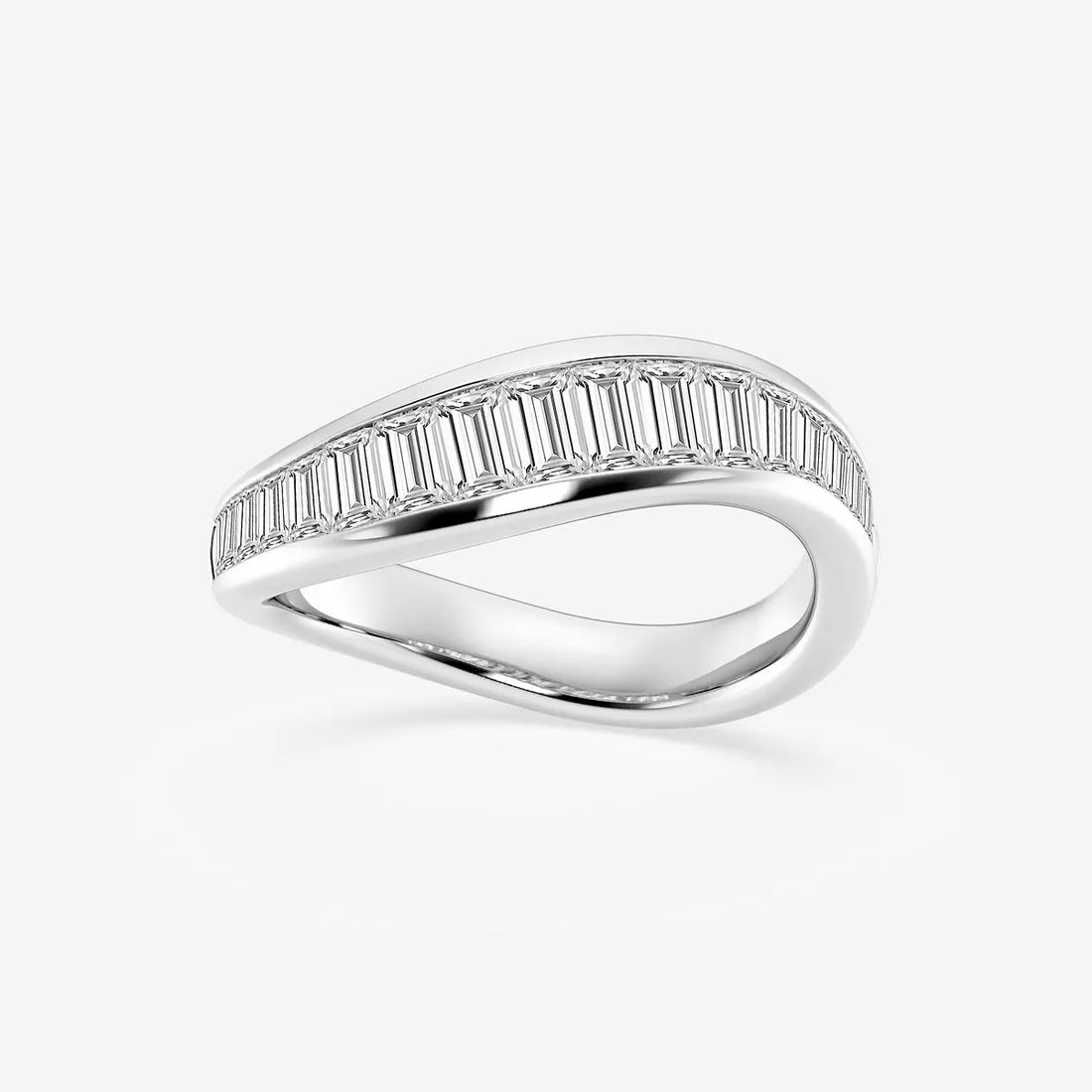 Curvella Baguette Lab-Grown Diamond Curved Stackable Ring