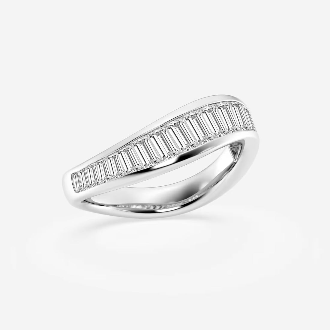 Arcélia Baguette Lab-Grown Diamond Curved Stackable Ring