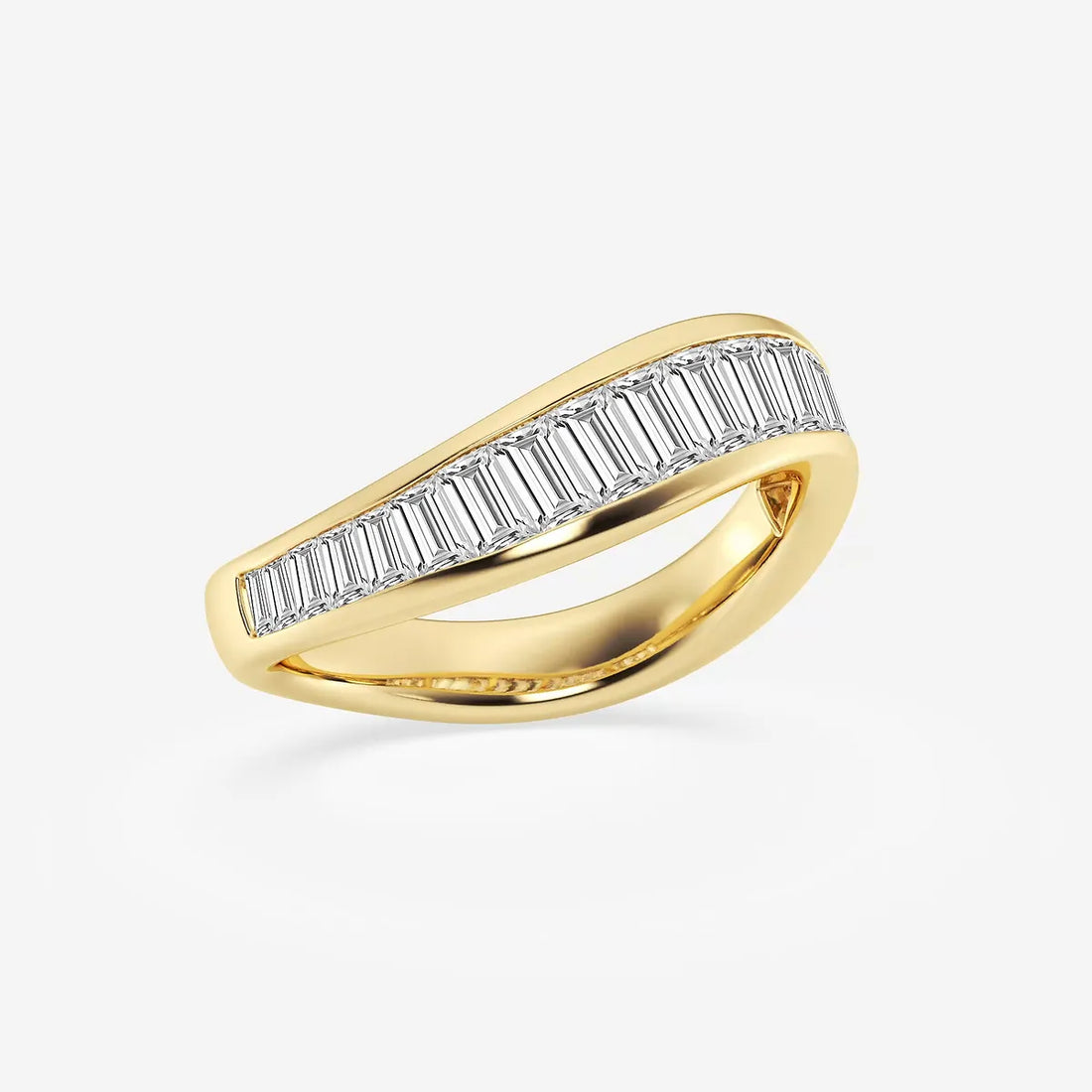 Curvella Baguette Lab-Grown Diamond Curved Stackable Ring