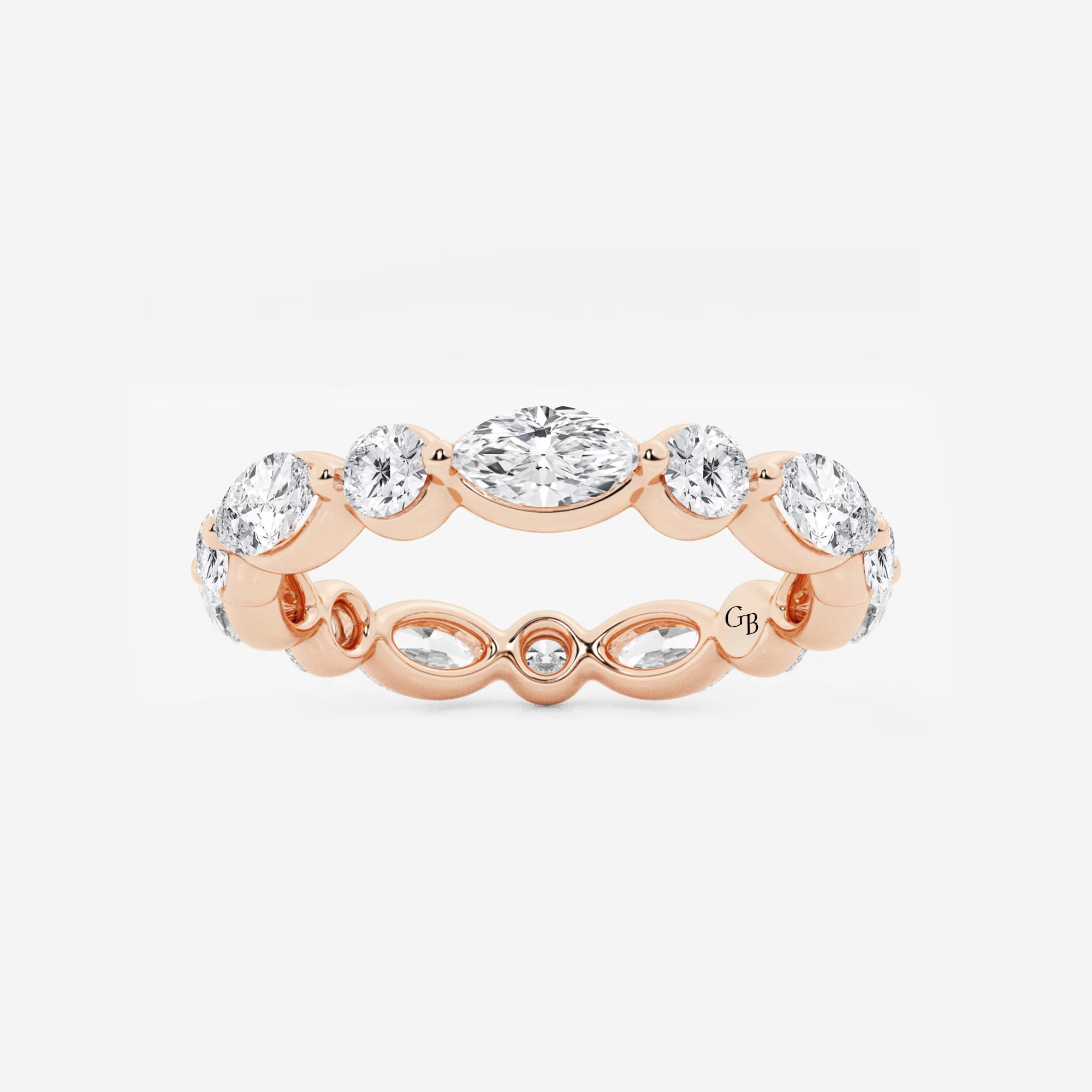 Modern Marquise & Round Lab Grown Diamond Floating Eternity Band in Solid Gold