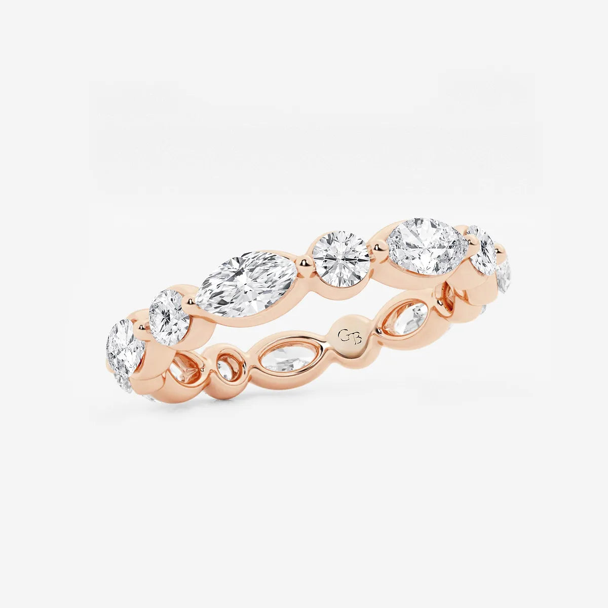 Modern Marquise & Round Lab Grown Diamond Floating Eternity Band in Solid Gold