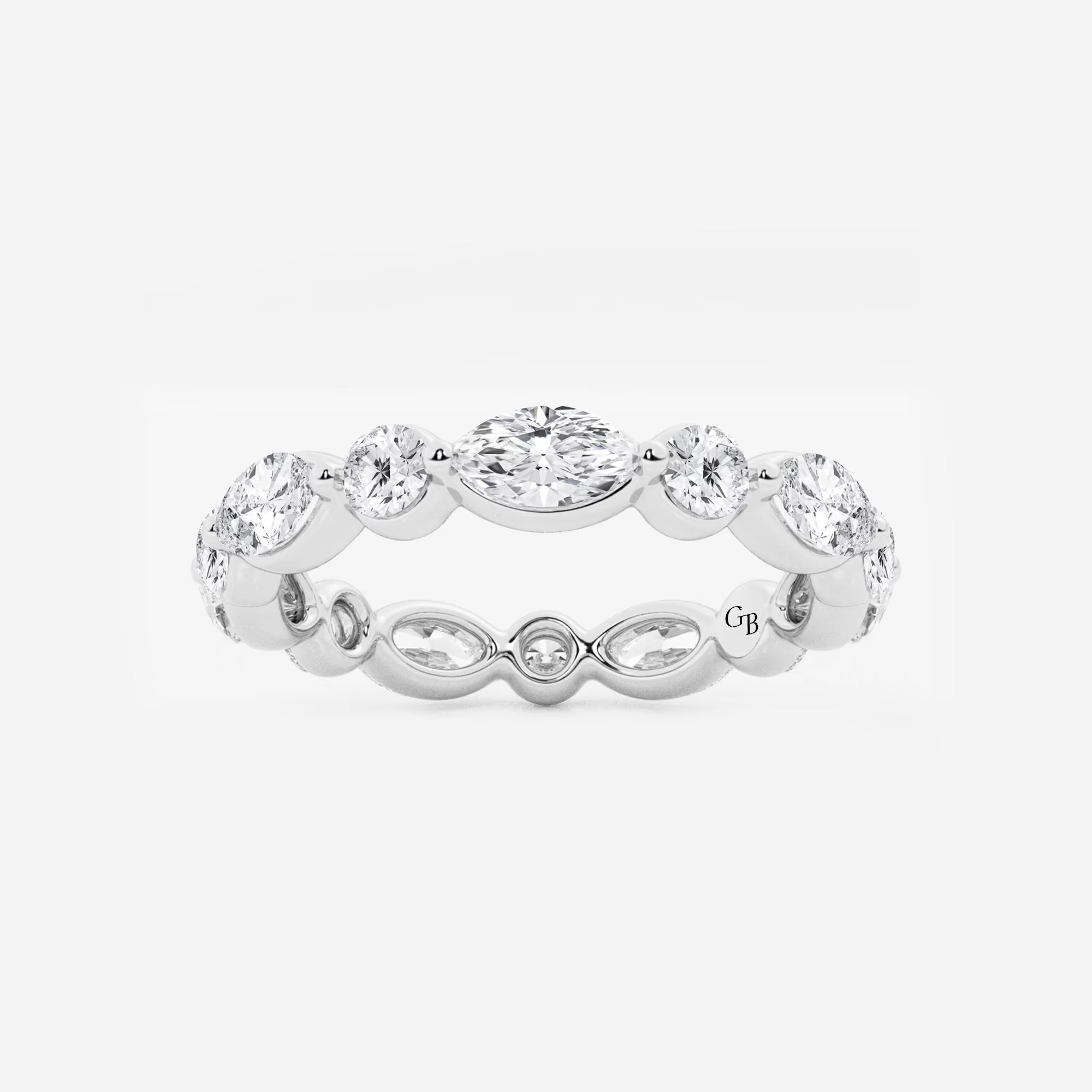 Modern Marquise & Round Lab Grown Diamond Floating Eternity Band in Solid Gold
