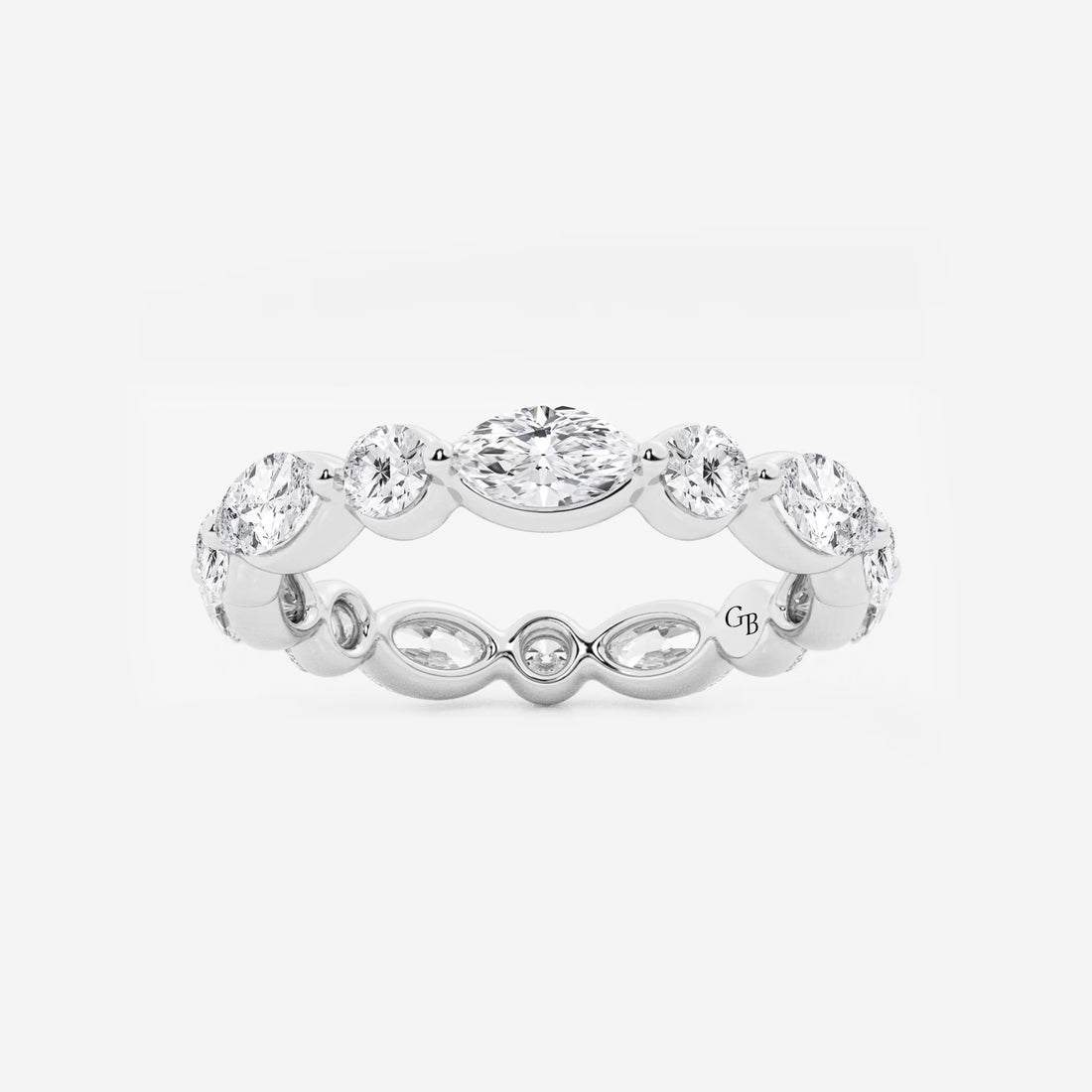 Modern Marquise & Round Lab Grown Diamond Floating Eternity Band in Solid Gold