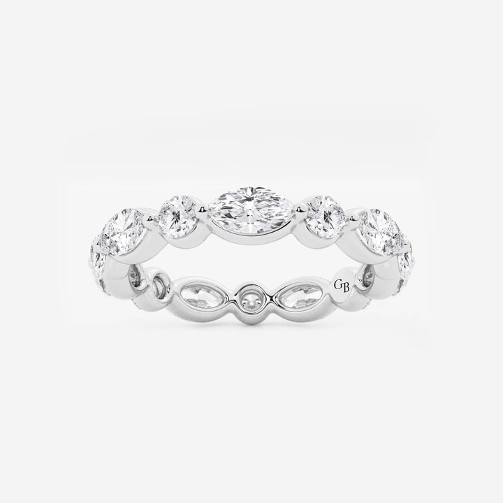 Modern Marquise & Round Lab Grown Diamond Floating Eternity Band in Solid Gold
