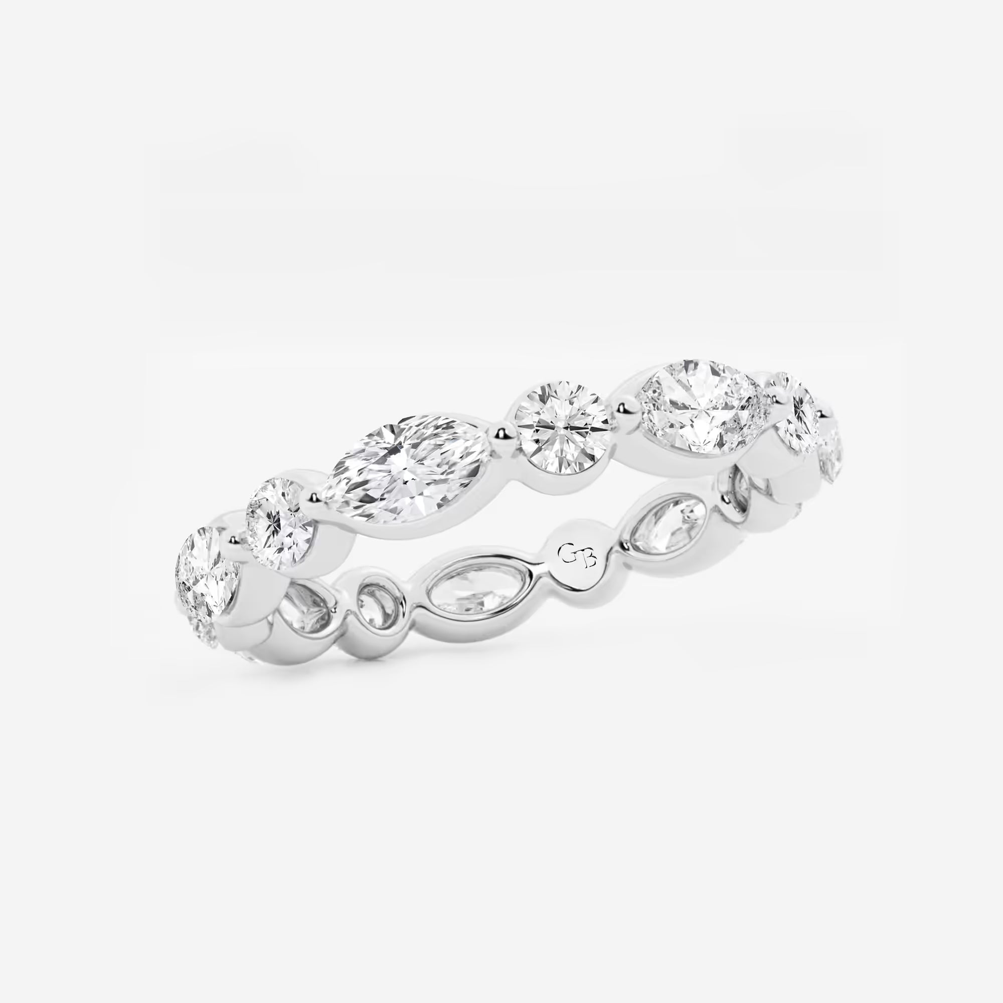 Modern Marquise & Round Lab Grown Diamond Floating Eternity Band in Solid Gold