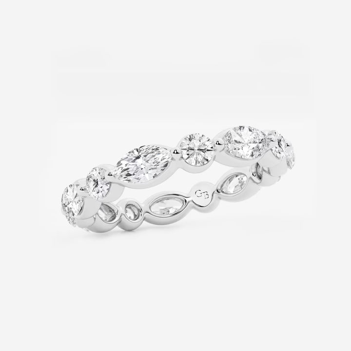 Modern Marquise & Round Lab Grown Diamond Floating Eternity Band in Solid Gold