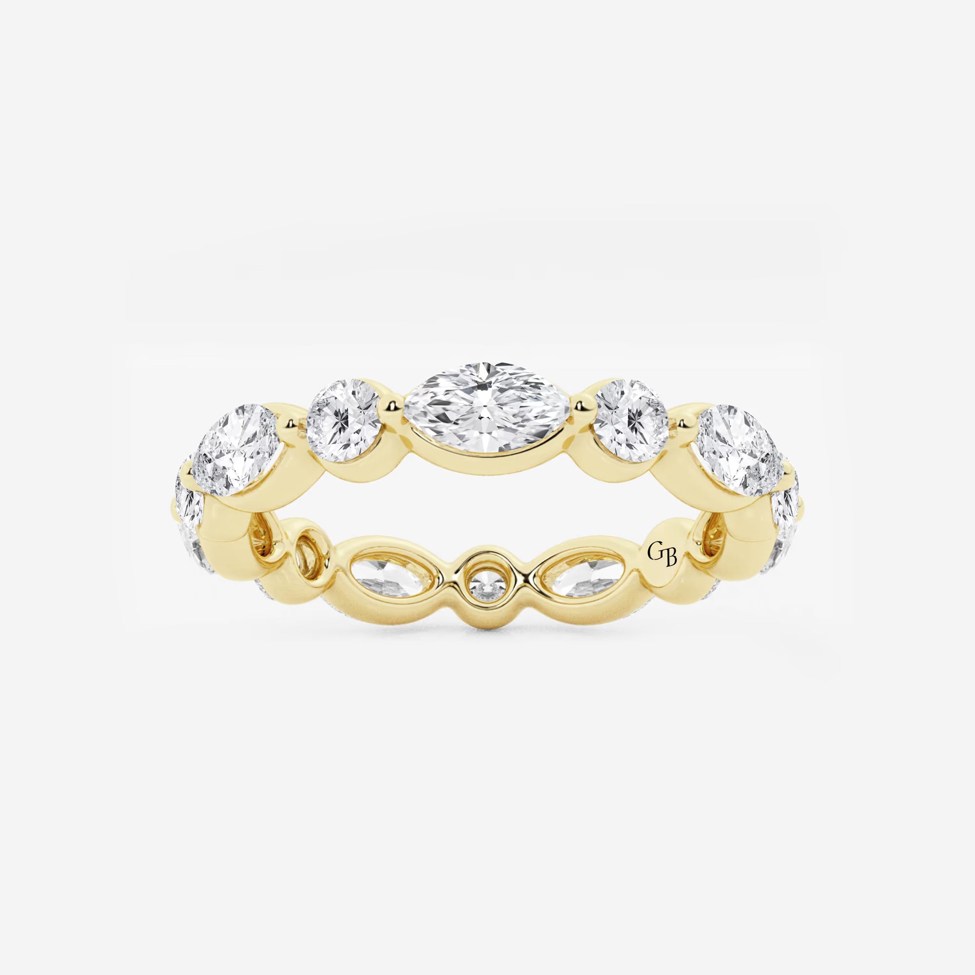 Modern Marquise & Round Lab Grown Diamond Floating Eternity Band in Solid Gold
