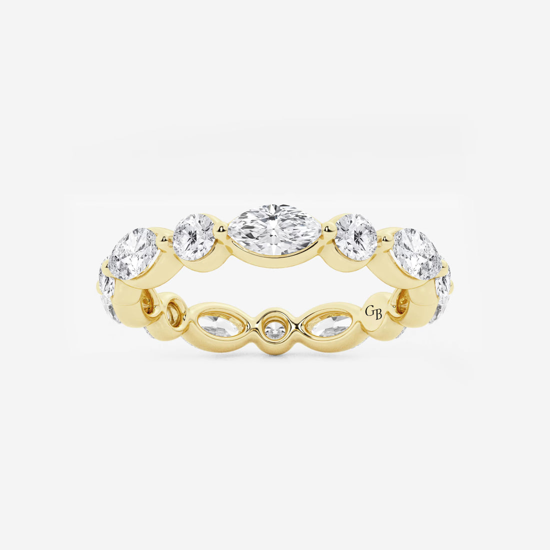 Modern Marquise & Round Lab Grown Diamond Floating Eternity Band in Solid Gold