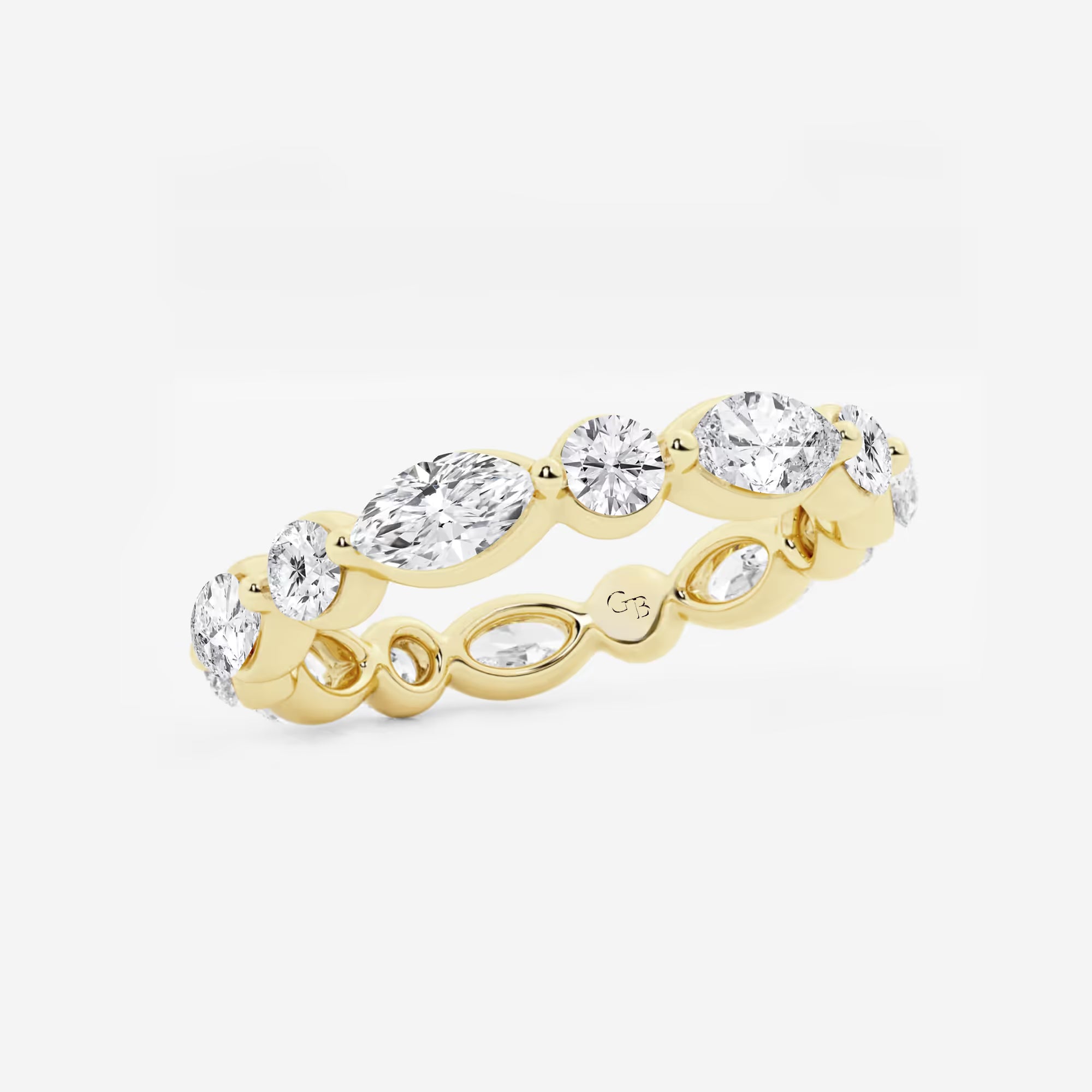 Modern Marquise & Round Lab Grown Diamond Floating Eternity Band in Solid Gold