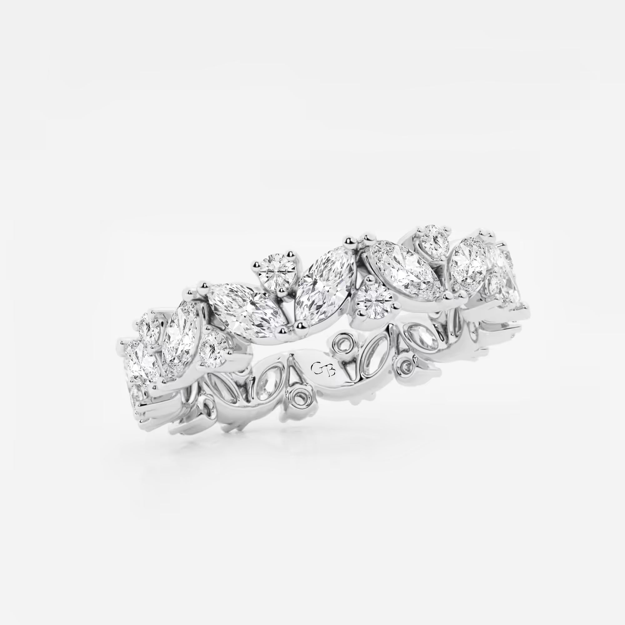 Floral Inspired Marquise & Round Lab Grown Diamond Alternating Eternity Band in Solid Gold
