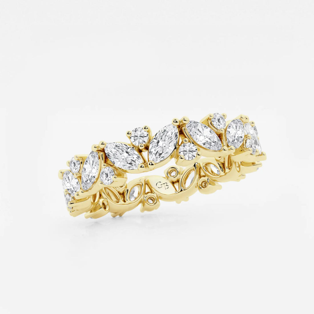 Floral Inspired Marquise & Round Lab Grown Diamond Alternating Eternity Band in Solid Gold