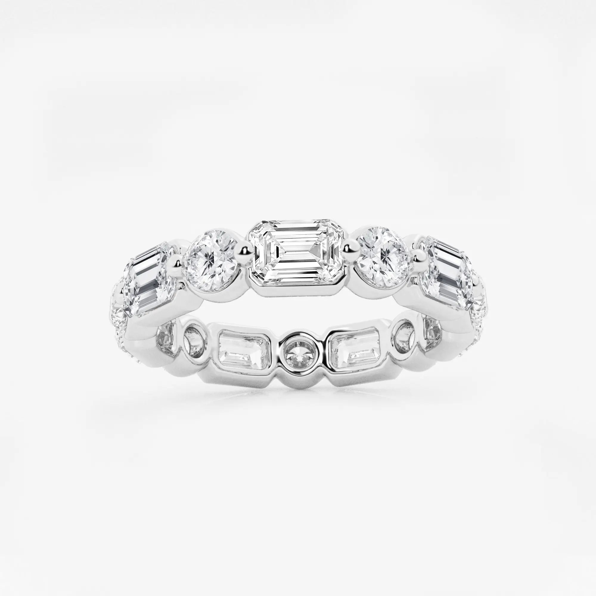 Dualora Float Emerald & Round Lab-Grown Diamond Eternity Band