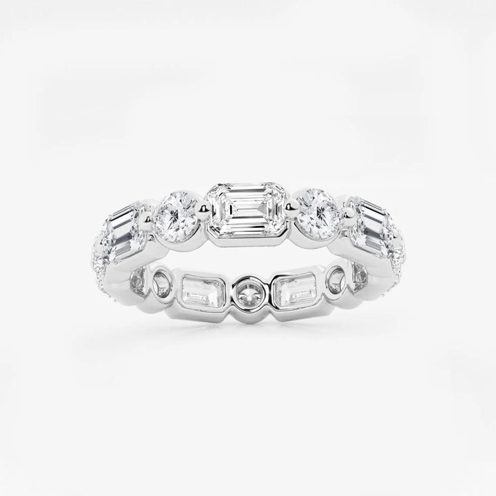 Dualora Float Emerald & Round Lab-Grown Diamond Eternity Band