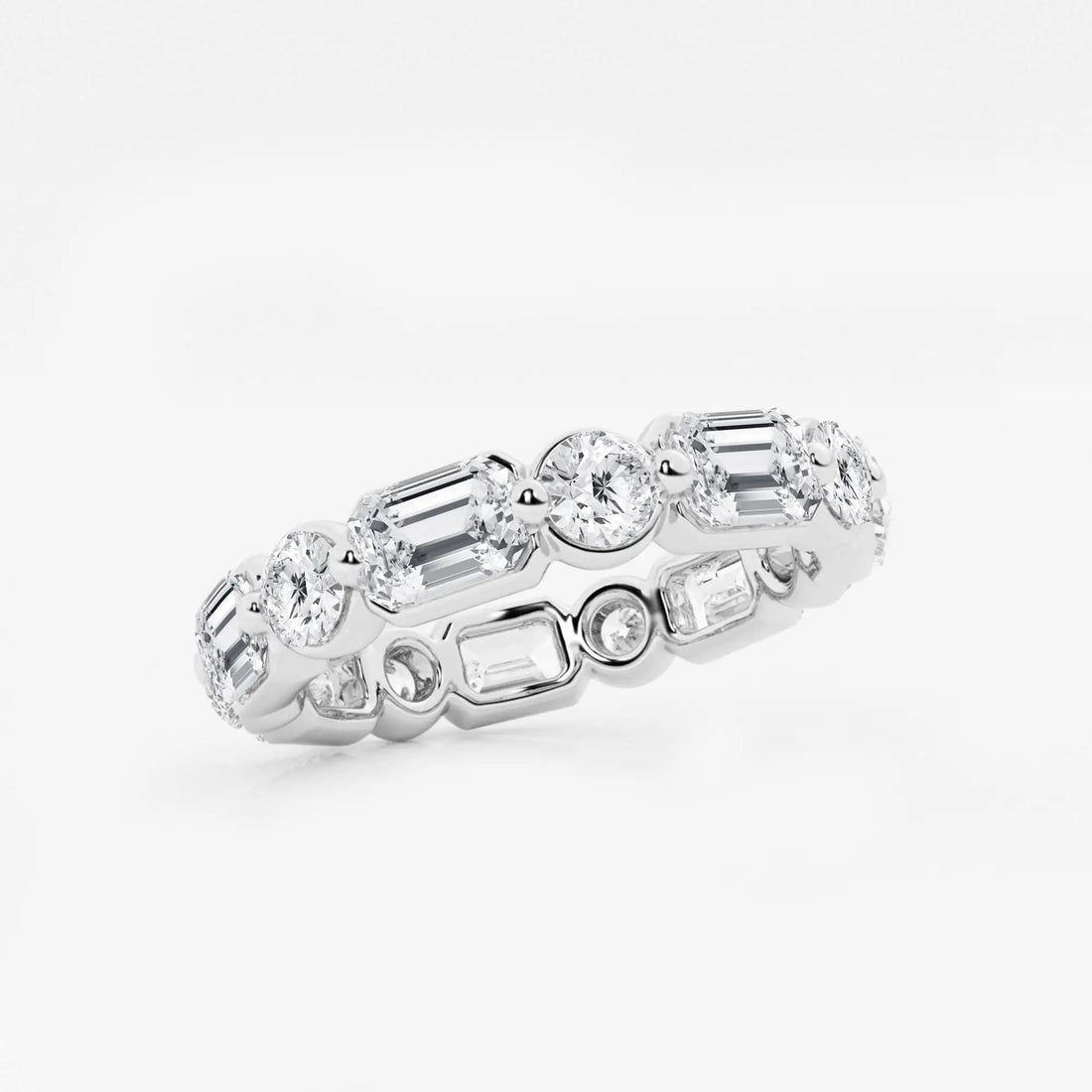 Dualora Float Emerald & Round Lab-Grown Diamond Eternity Band