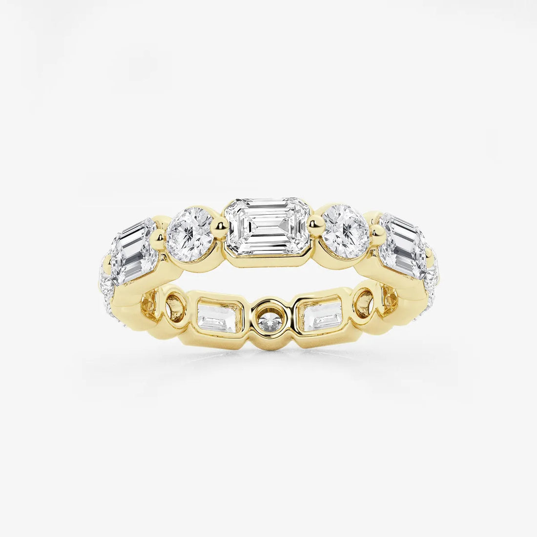Dualora Float Emerald & Round Lab-Grown Diamond Eternity Band