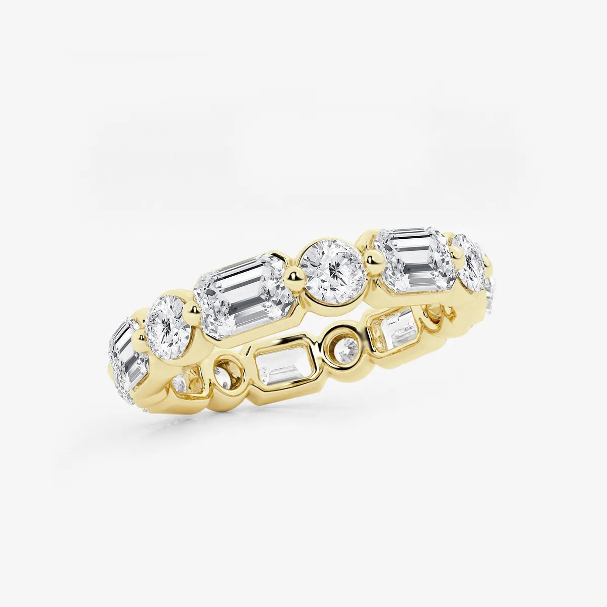 Dualora Float Emerald & Round Lab-Grown Diamond Eternity Band
