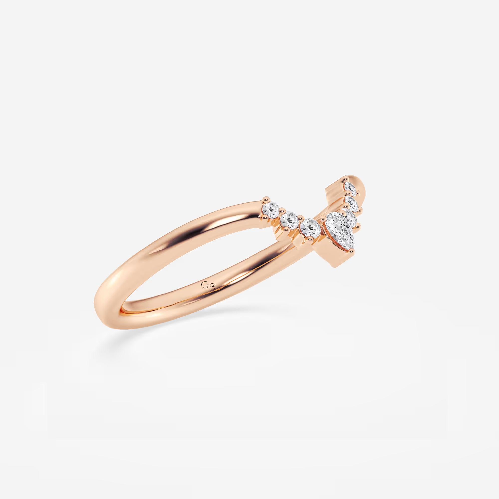 Pear & Round Lab Grown Diamond Crescent Tiara Stackable Ring in Solid Gold