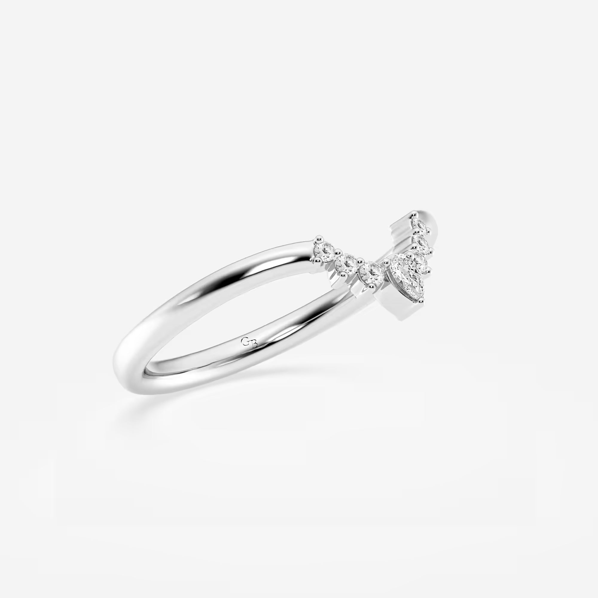 Pear & Round Lab Grown Diamond Crescent Tiara Stackable Ring in Solid Gold