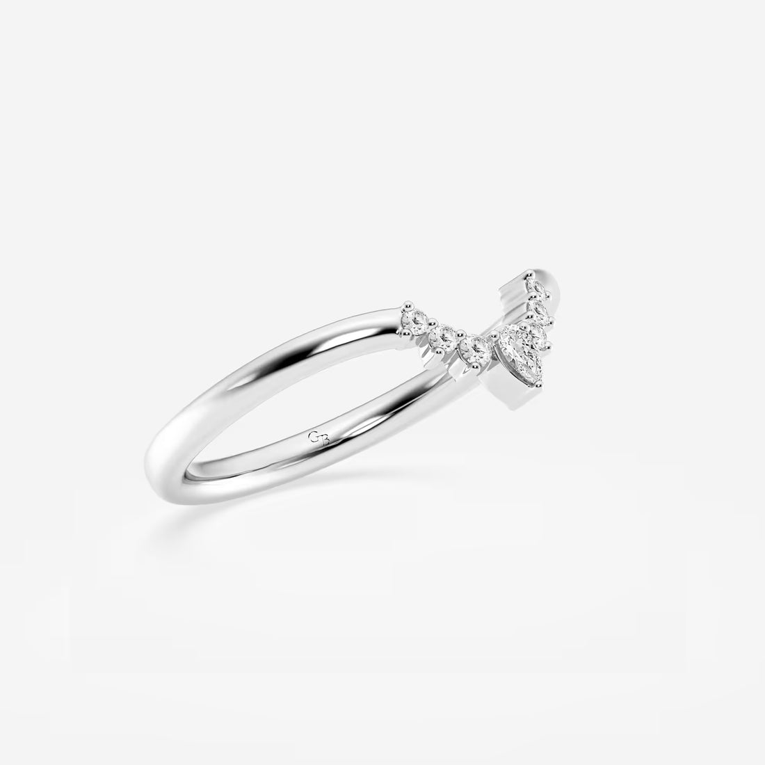 Pear & Round Lab Grown Diamond Crescent Tiara Stackable Ring in Solid Gold