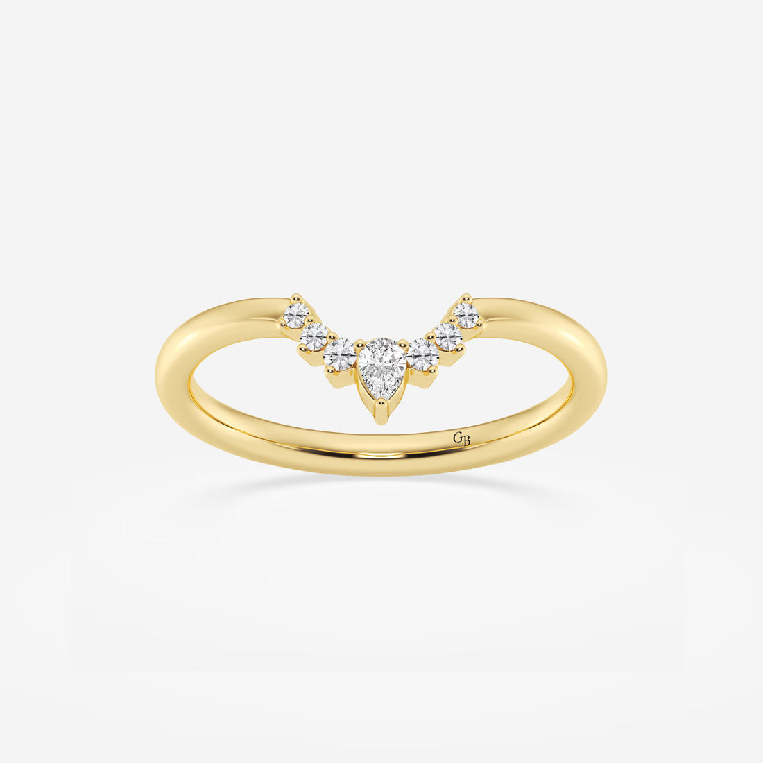 Pear & Round Lab Grown Diamond Crescent Tiara Stackable Ring in Solid Gold