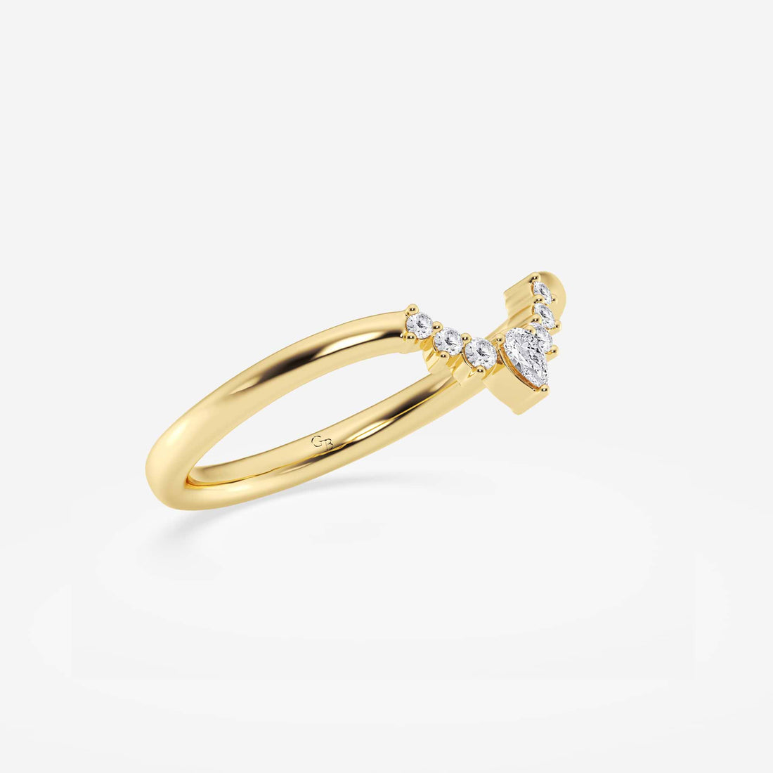 Pear & Round Lab Grown Diamond Crescent Tiara Stackable Ring in Solid Gold