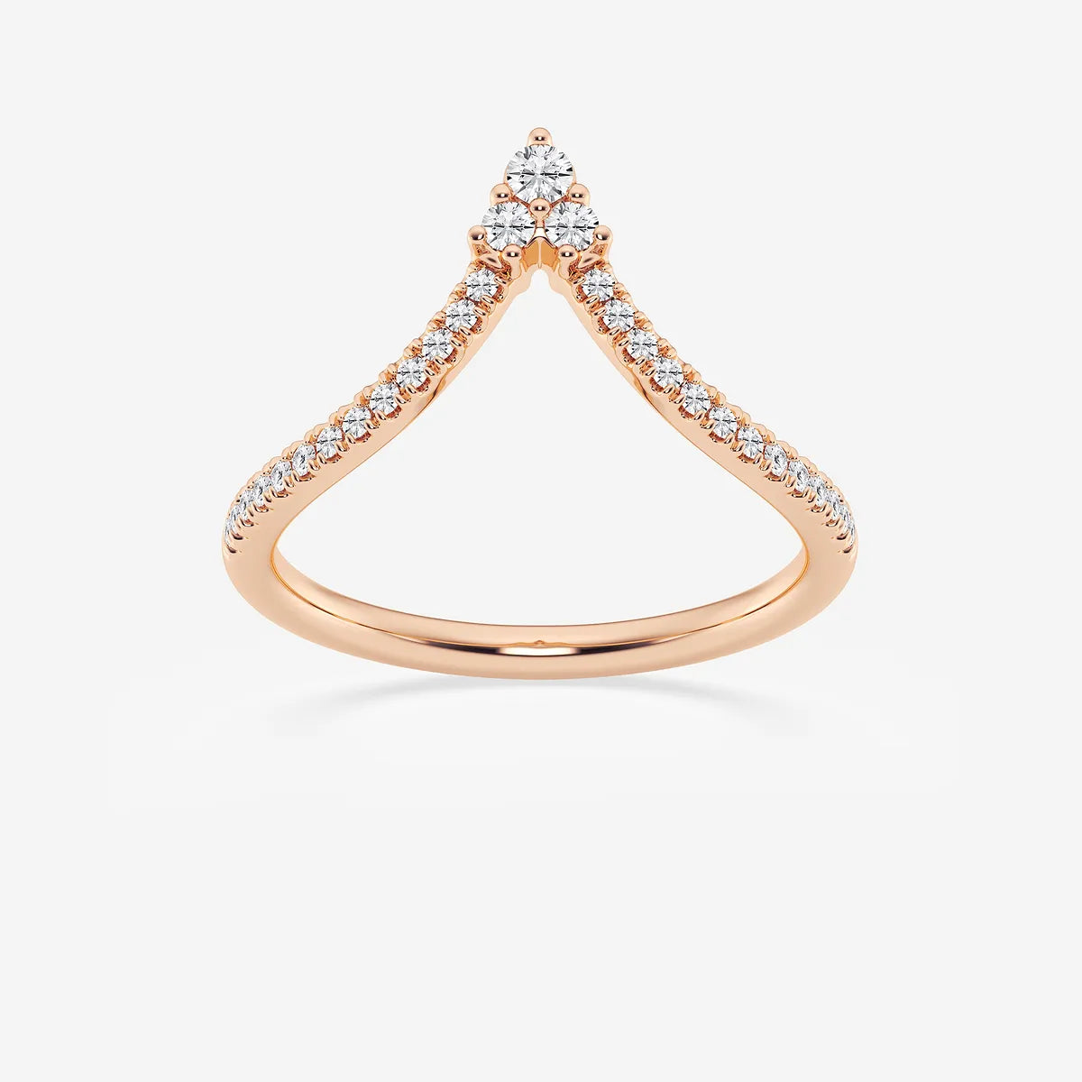 Virelle Point Round Lab-Grown Diamond Chevron Wedding Band