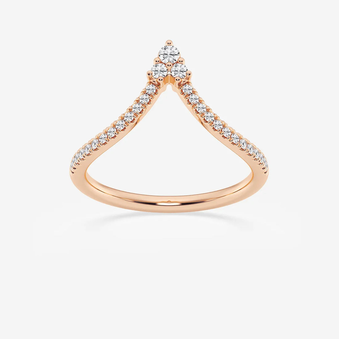 Virelle Point Round Lab-Grown Diamond Chevron Wedding Band