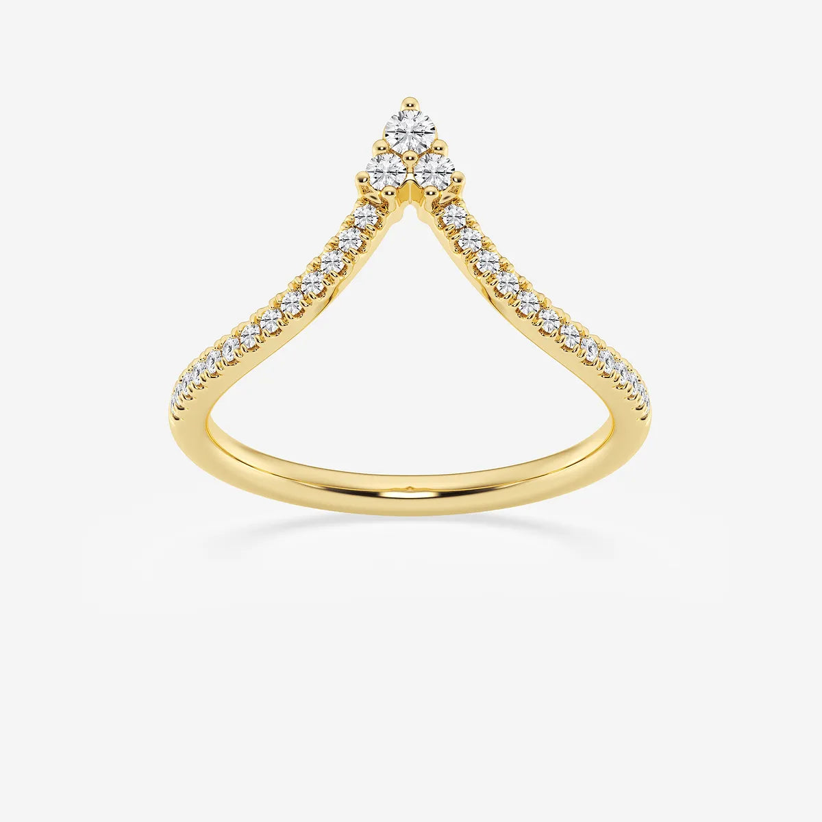 Virelle Point Round Lab-Grown Diamond Chevron Wedding Band
