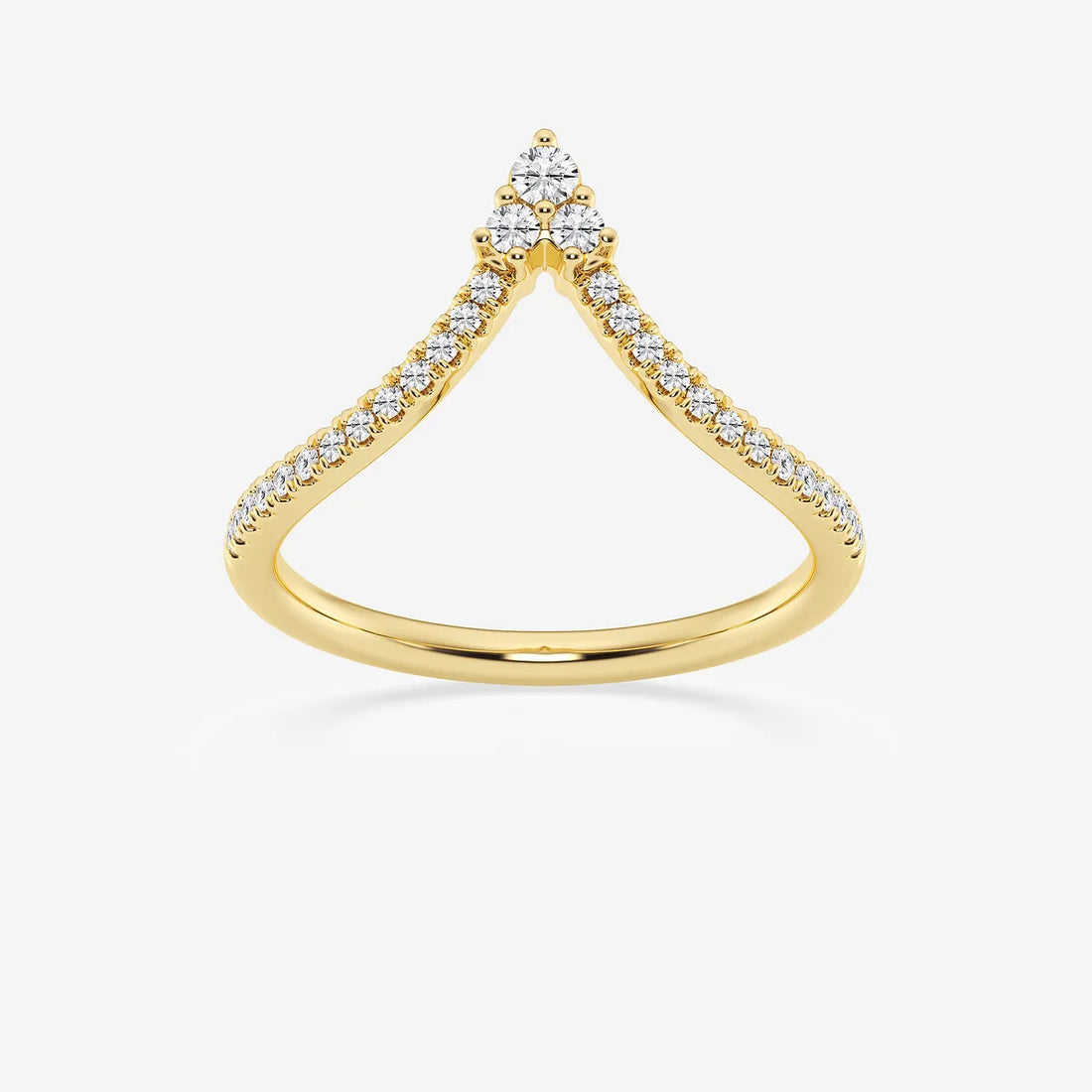 Virelle Point Round Lab-Grown Diamond Chevron Wedding Band