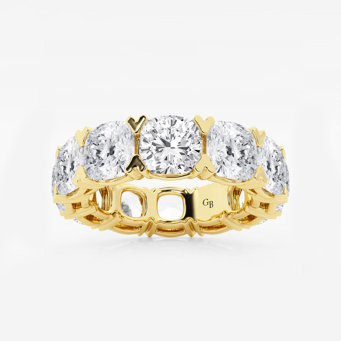 Radiant Cushion Cut Lab Grown Diamond V Prong Eternity Band in Solid Gold