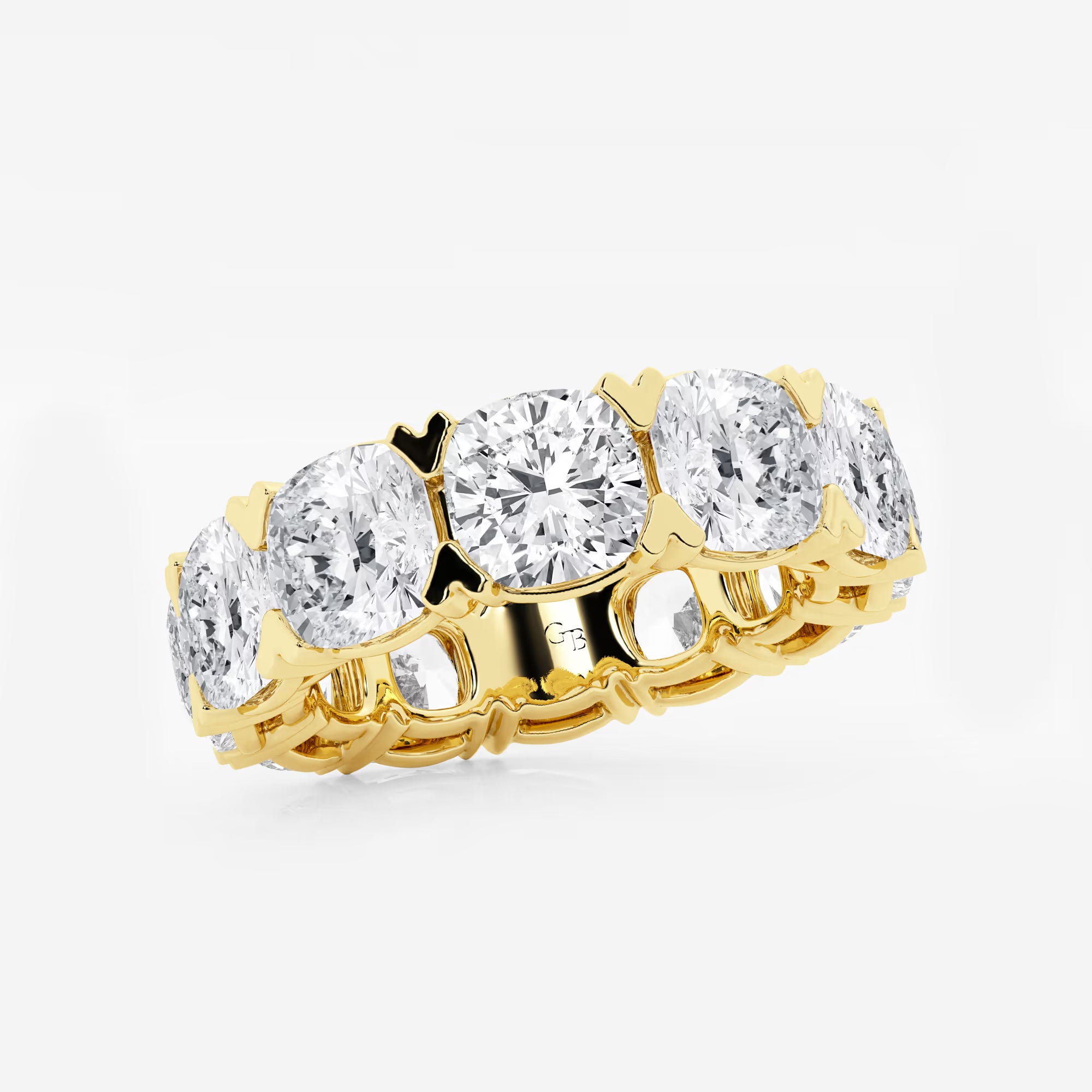 Radiant Cushion Cut Lab Grown Diamond V Prong Eternity Band in Solid Gold