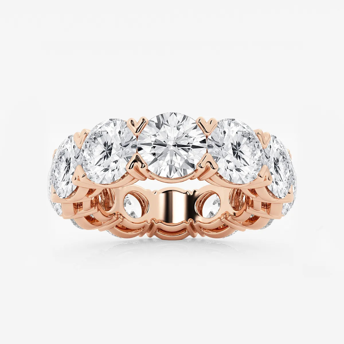 Round Lab Grown Diamond V Prong Eternity Band Ring in Solid Gold