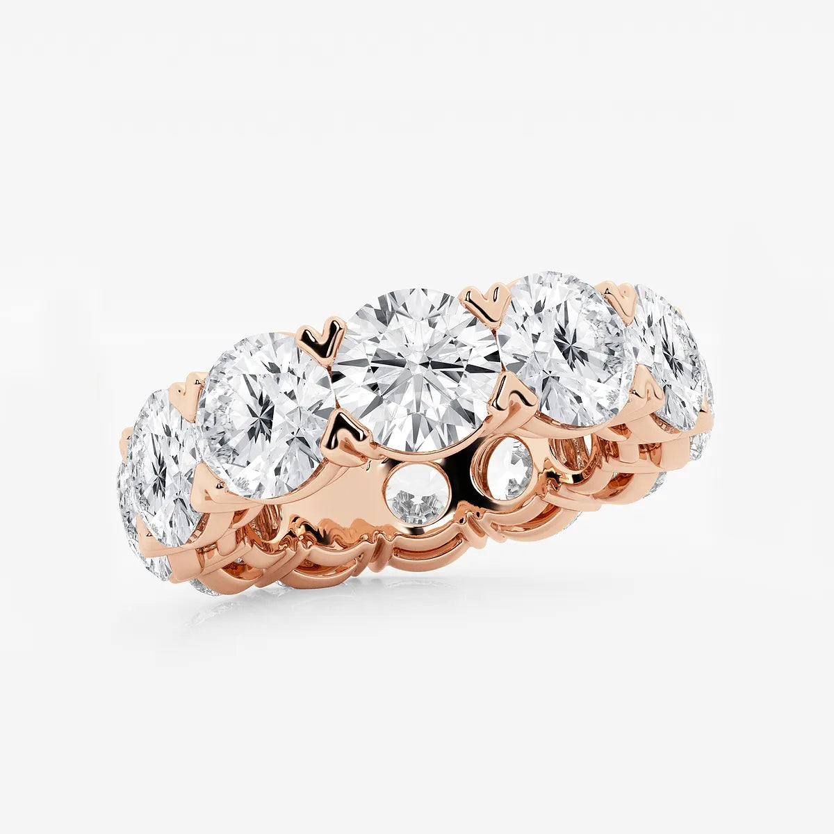Round Lab Grown Diamond V Prong Eternity Band Ring in Solid Gold