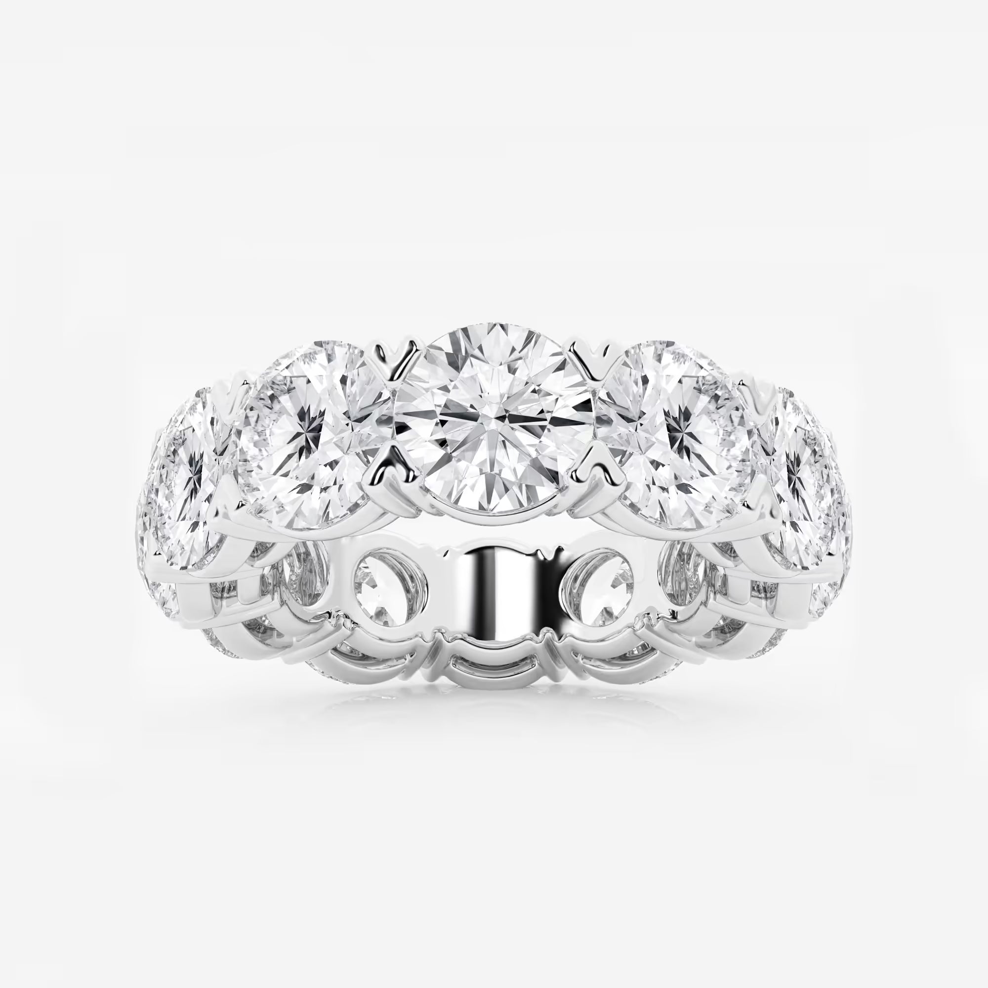 Round Lab Grown Diamond V Prong Eternity Band Ring in Solid Gold