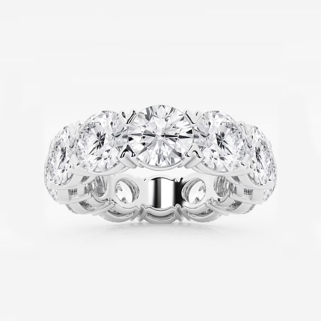 Round Lab Grown Diamond V Prong Eternity Band Ring in Solid Gold