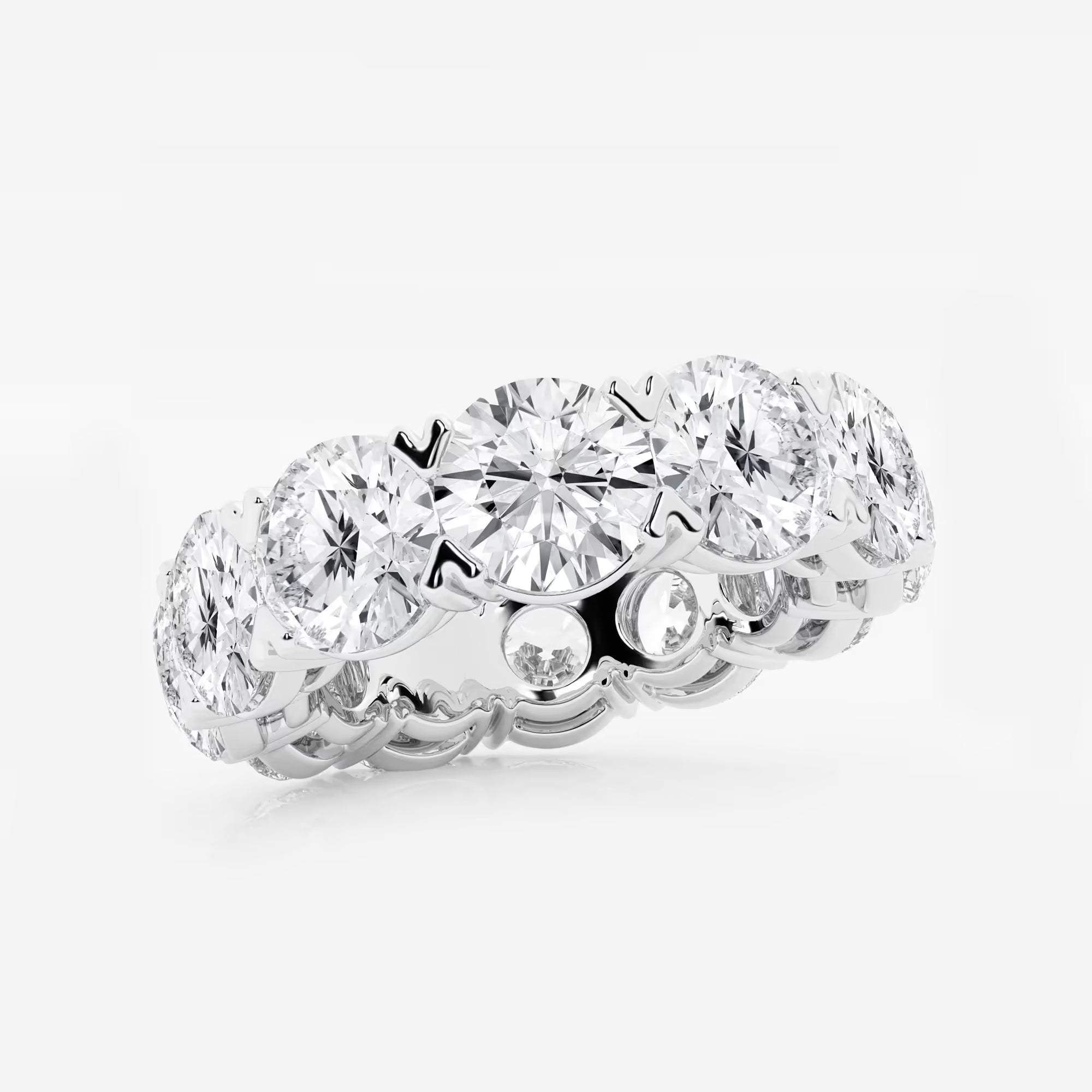 Round Lab Grown Diamond V Prong Eternity Band Ring in Solid Gold