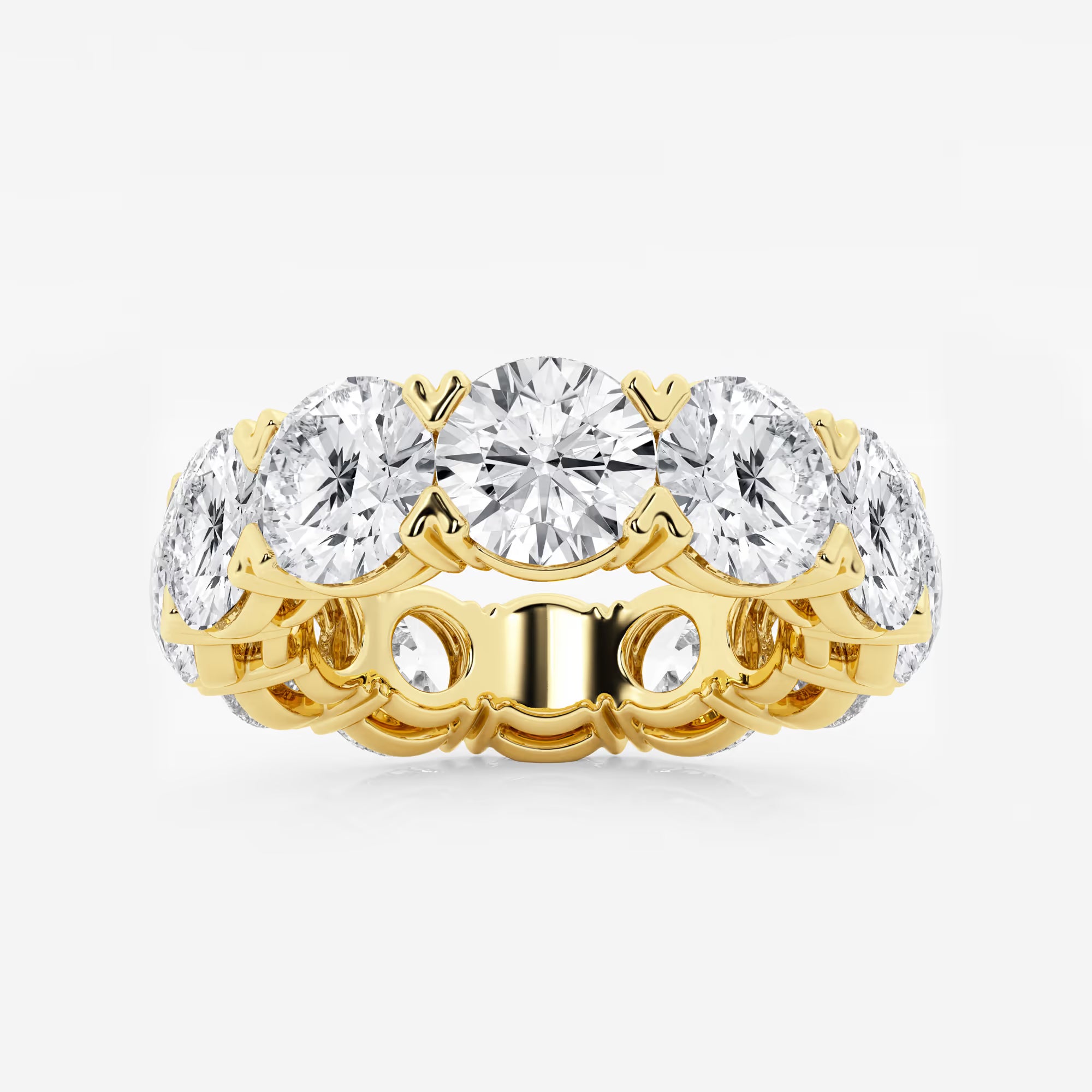Round Lab Grown Diamond V Prong Eternity Band Ring in Solid Gold