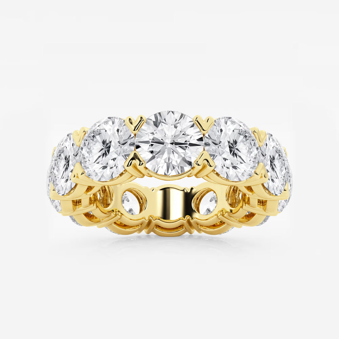 Round Lab Grown Diamond V Prong Eternity Band Ring in Solid Gold