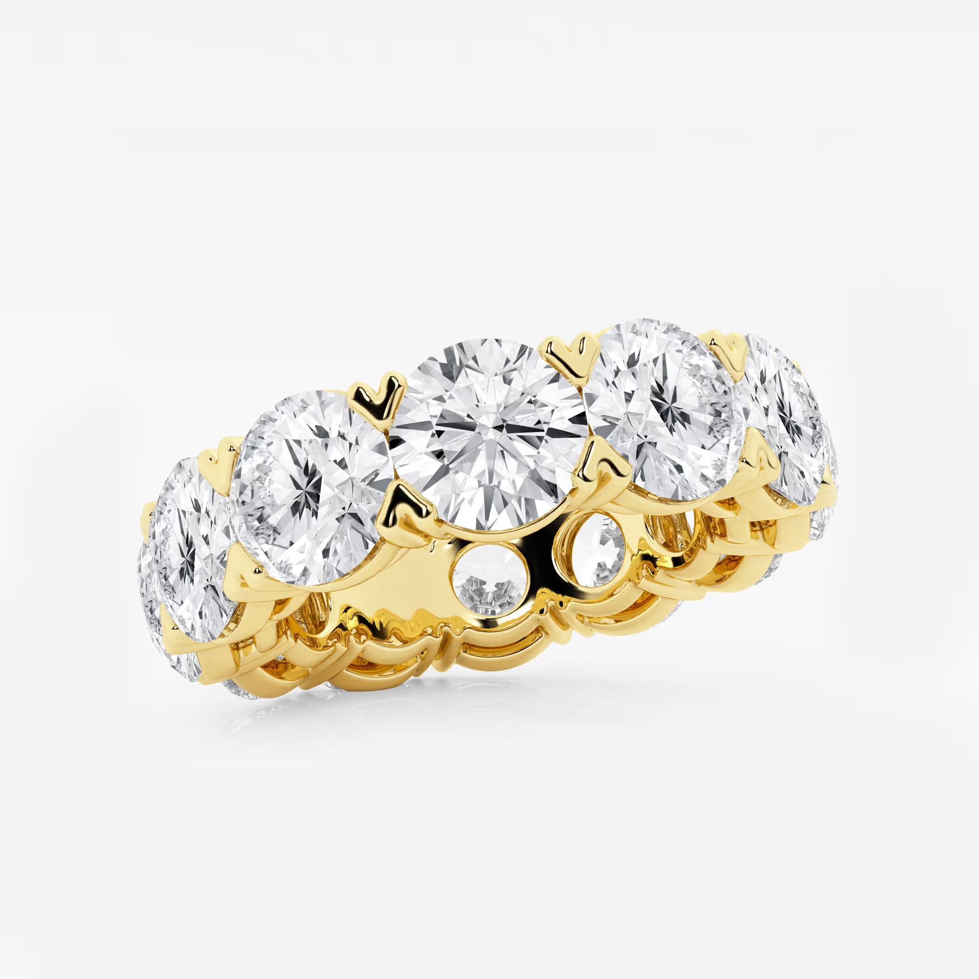 Round Lab Grown Diamond V Prong Eternity Band Ring in Solid Gold