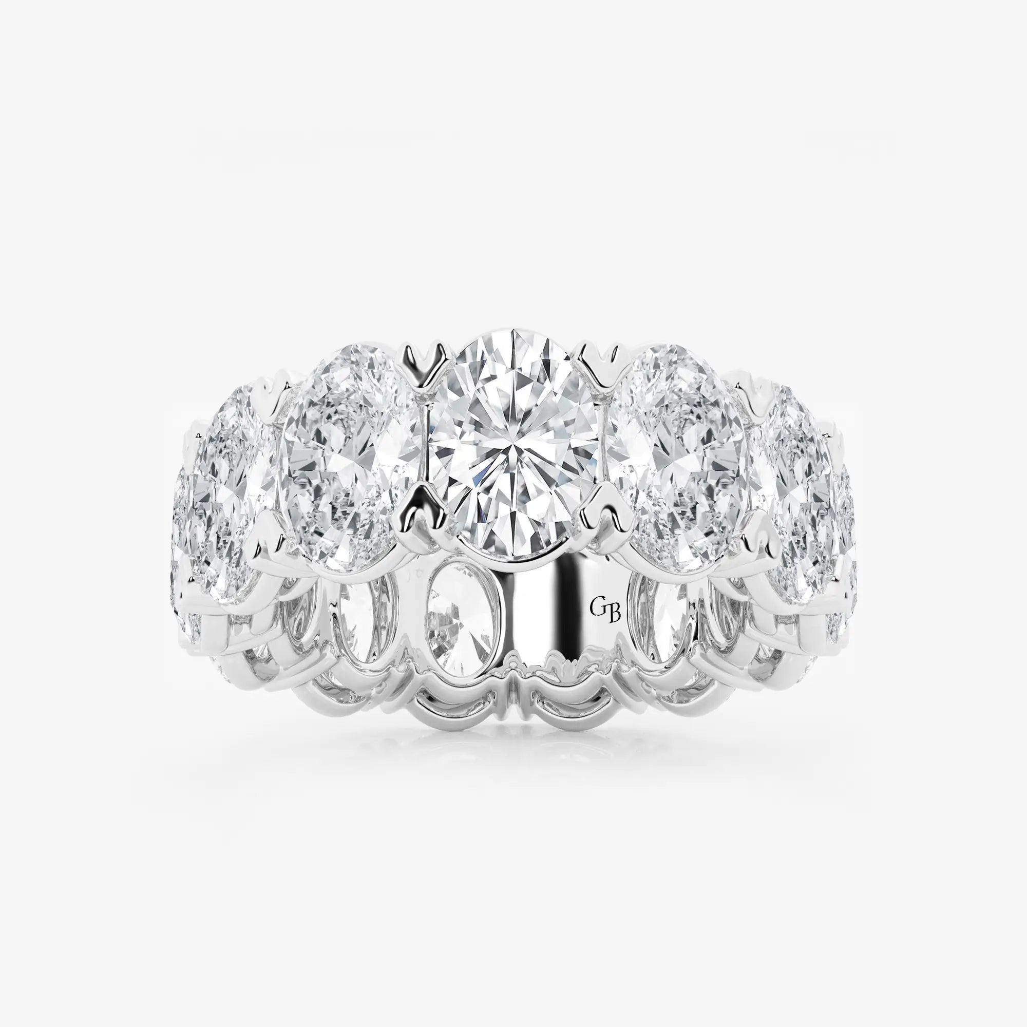 Sleek Oval Lab Grown Diamond V Prong Eternity Band in Solid Gold