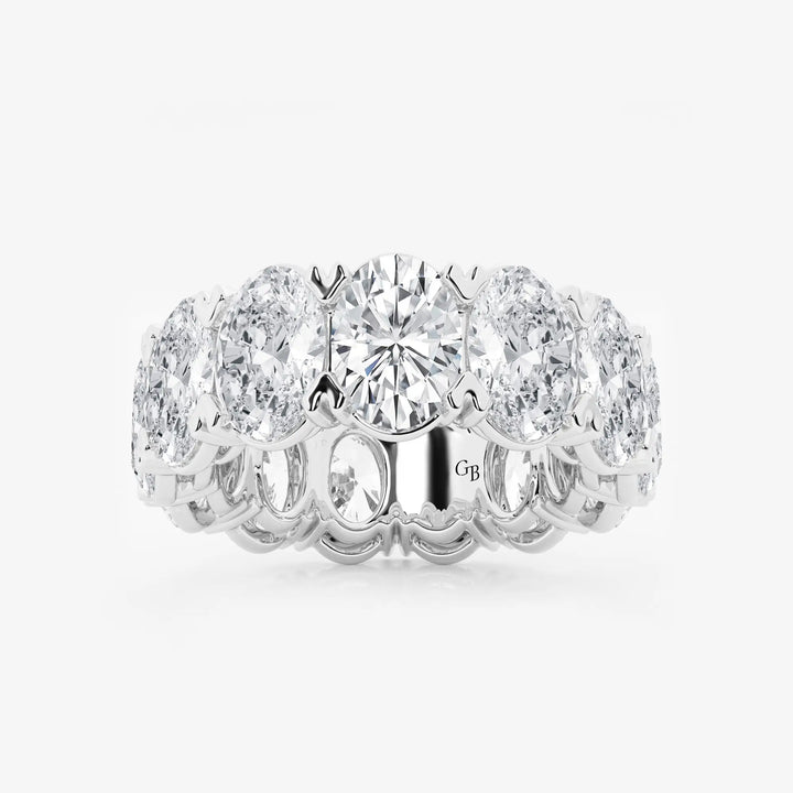 Sleek Oval Lab Grown Diamond V Prong Eternity Band in Solid Gold