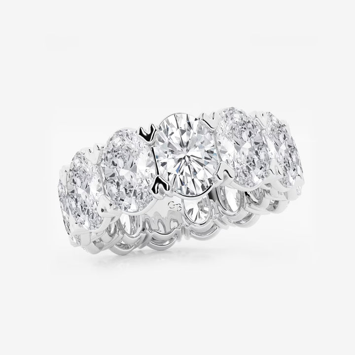 Sleek Oval Lab Grown Diamond V Prong Eternity Band in Solid Gold