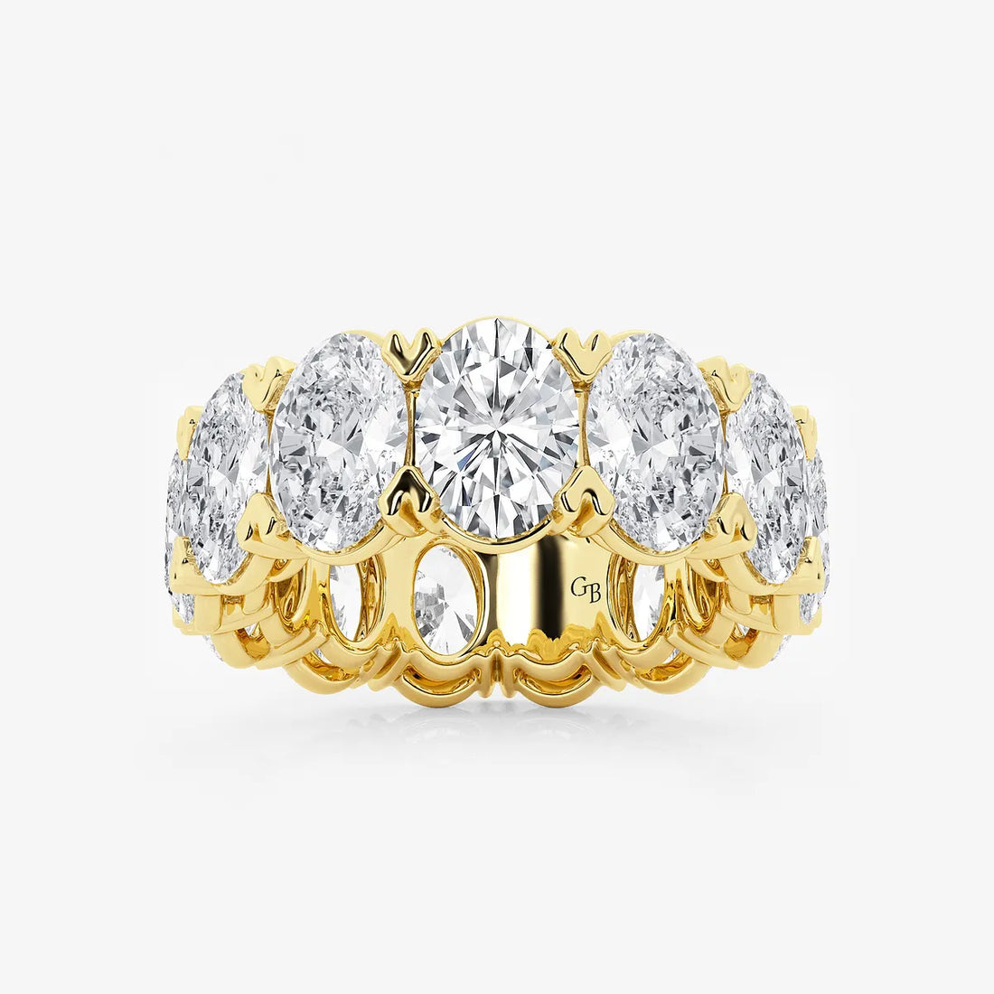 Sleek Oval Lab Grown Diamond V Prong Eternity Band in Solid Gold
