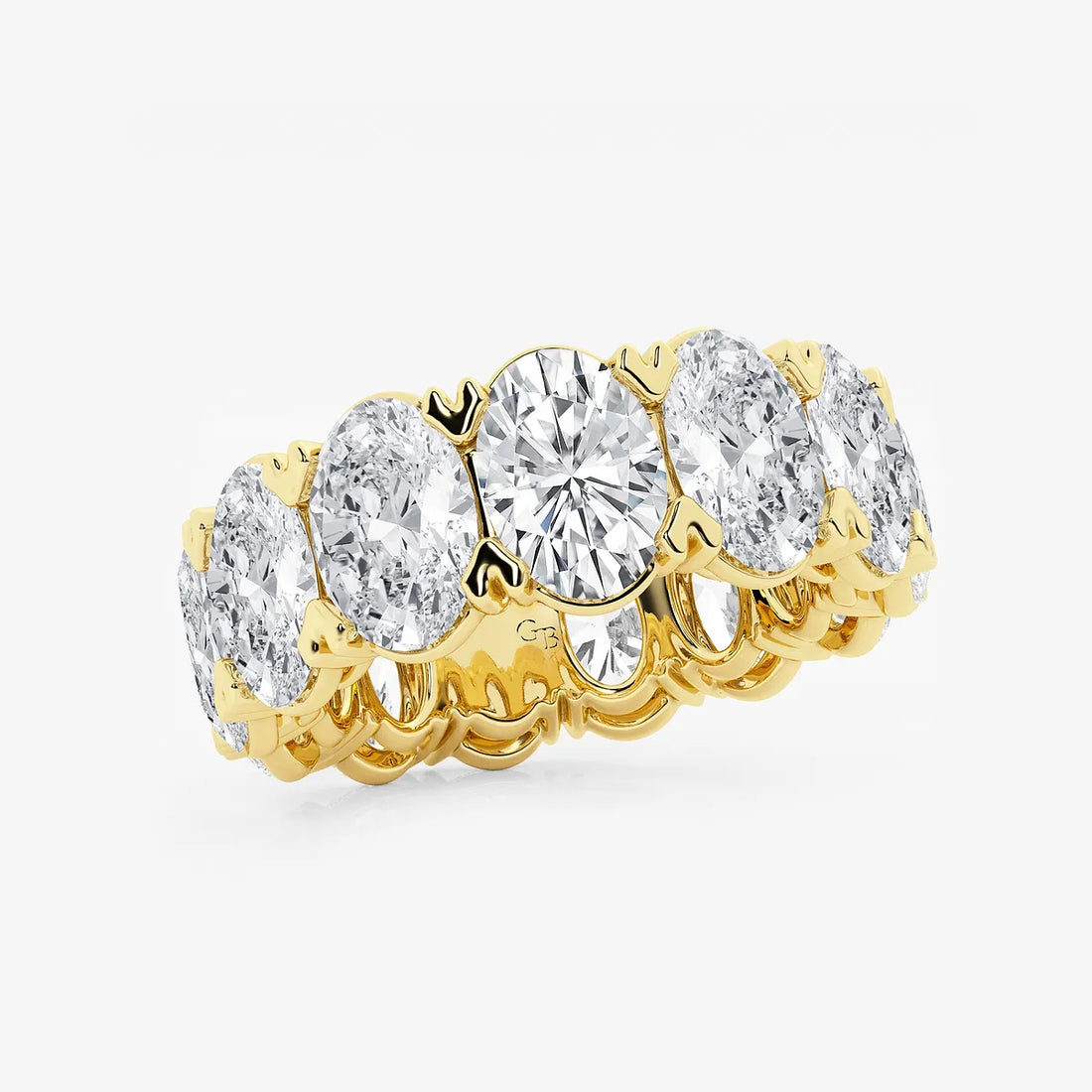 Sleek Oval Lab Grown Diamond V Prong Eternity Band in Solid Gold