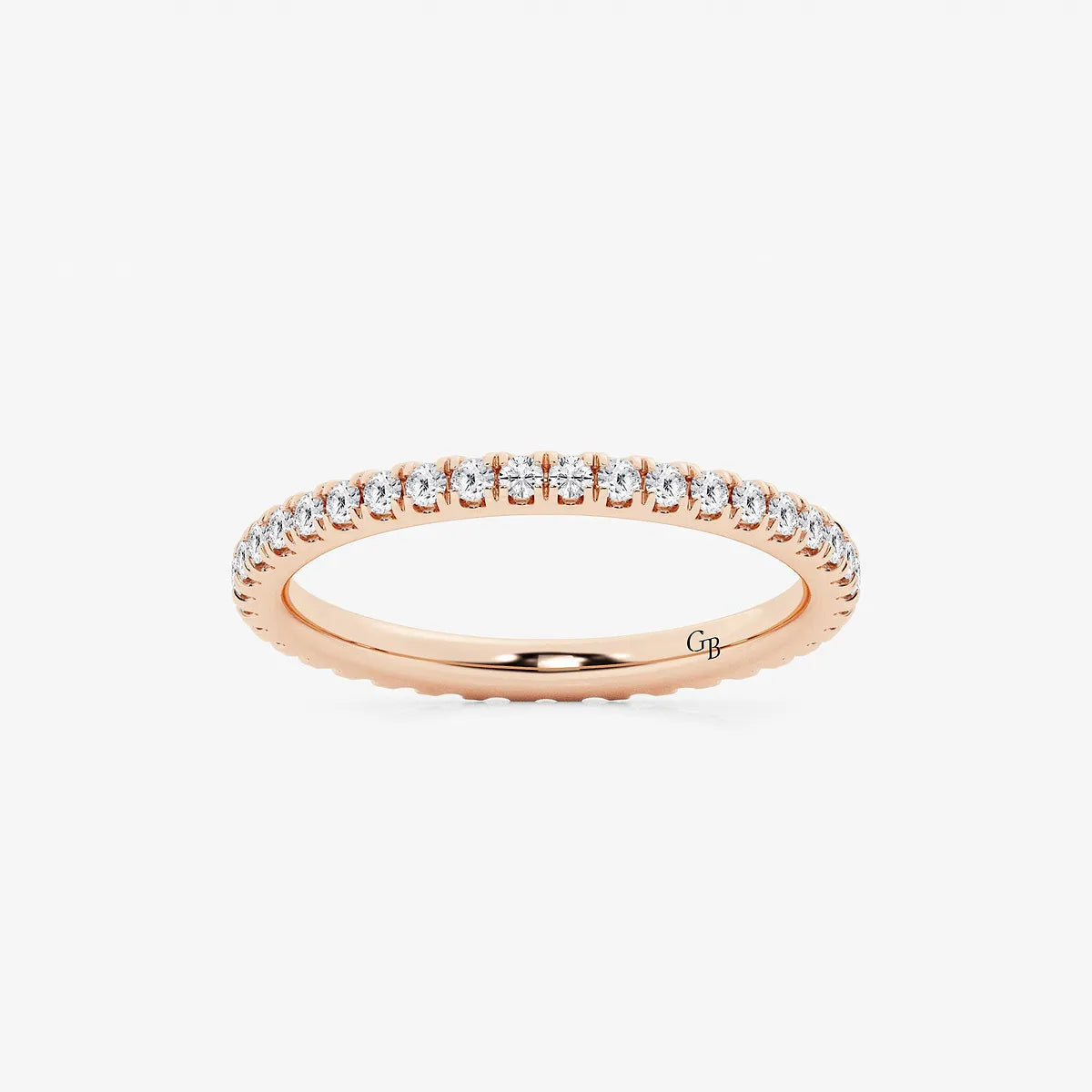 Classic Round Lab Grown Diamond Prong Set Wedding Band Ring in Solid Gold