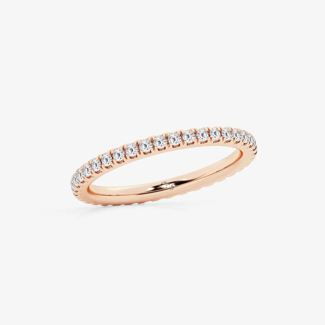 Classic Round Lab Grown Diamond Prong Set Wedding Band Ring in Solid Gold